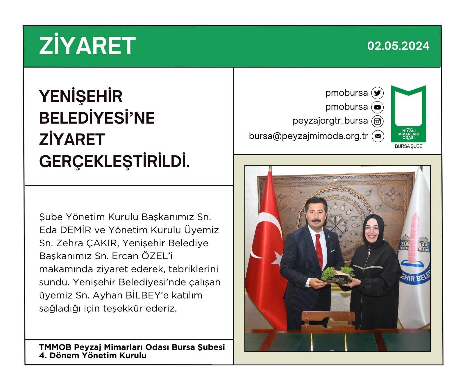ZİYARET | YENİŞEHİR BELEDİYESİ’NE ZİYARET GERÇEKLEŞTİRİLDİ.