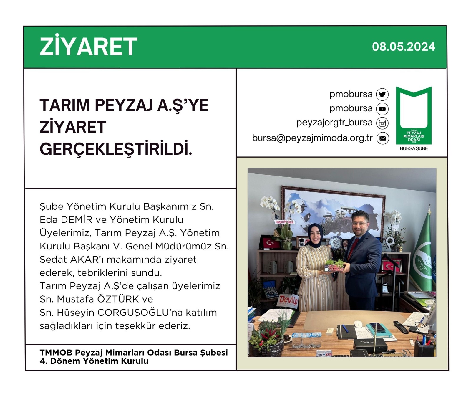 ZİYARET | TARIM PEYZAJ A.Ş’YE ZİYARET GERÇEKLEŞTİRİLDİ.