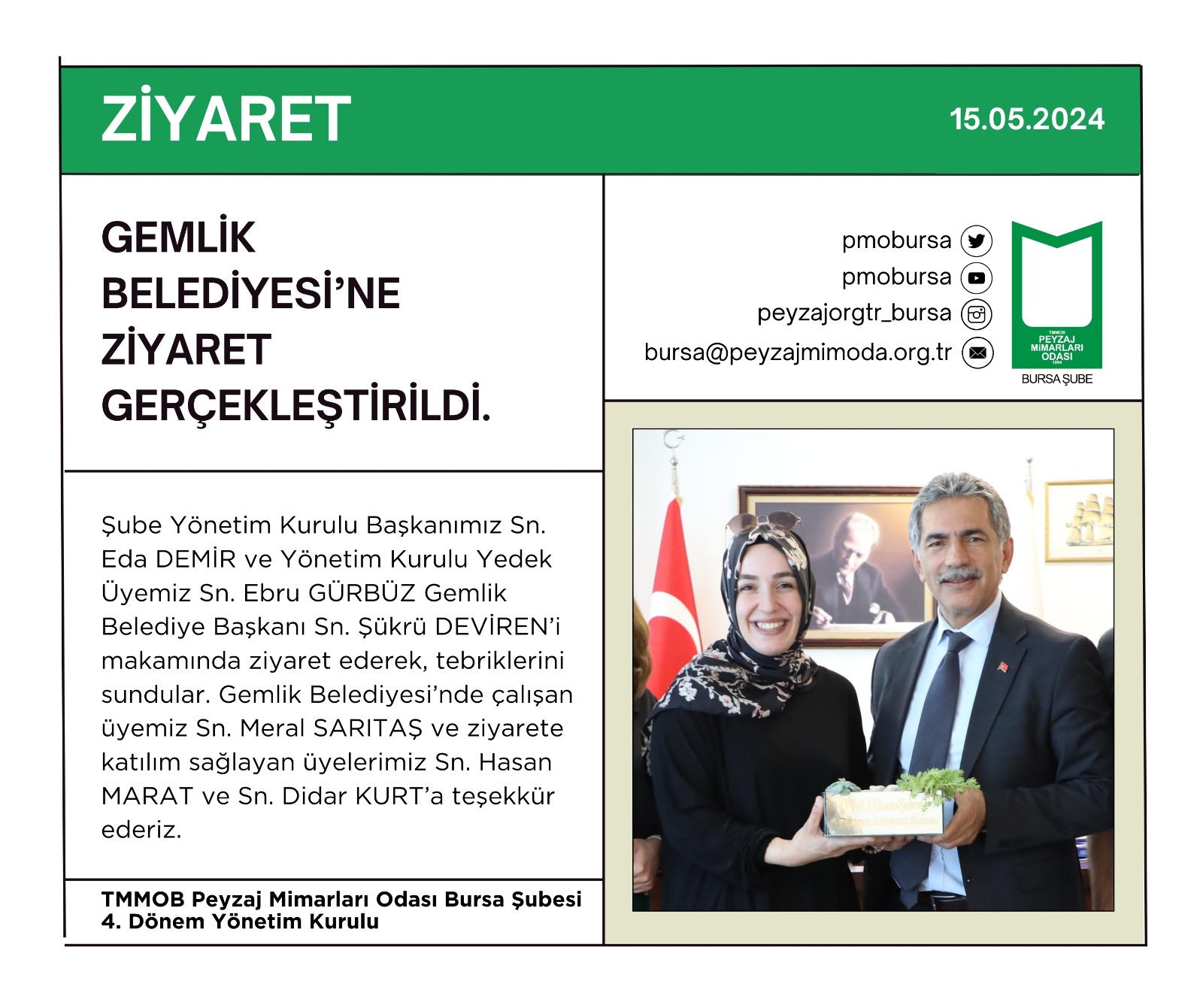ZİYARET | GEMLİK BELEDİYESİ’NE ZİYARET GERÇEKLEŞTİRİLDİ.