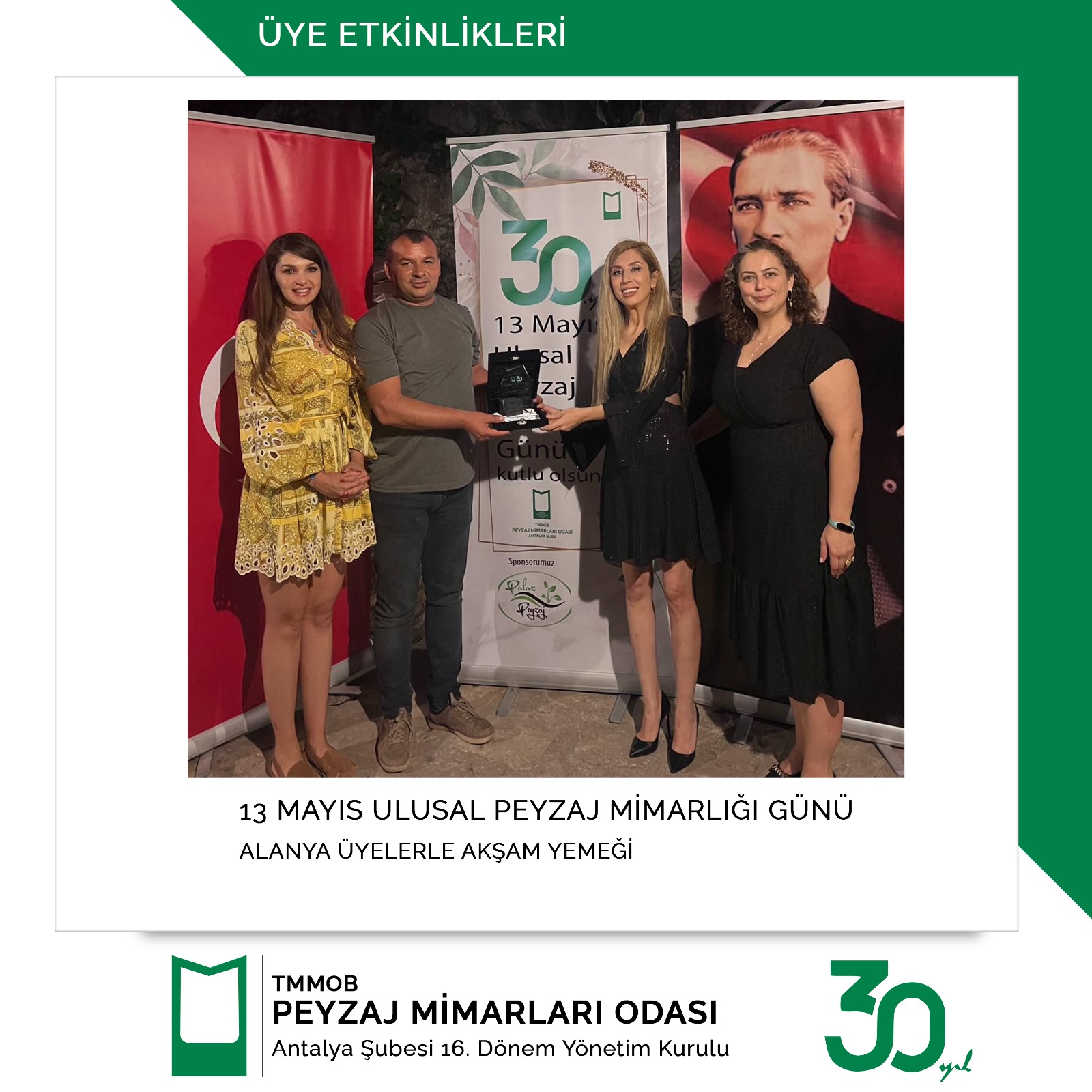 13 MAYIS ULUSAL PEYZAJ MİMARLIĞI GÜNÜ ALANYA ÜYELERLE AKŞAM YEMEĞİ