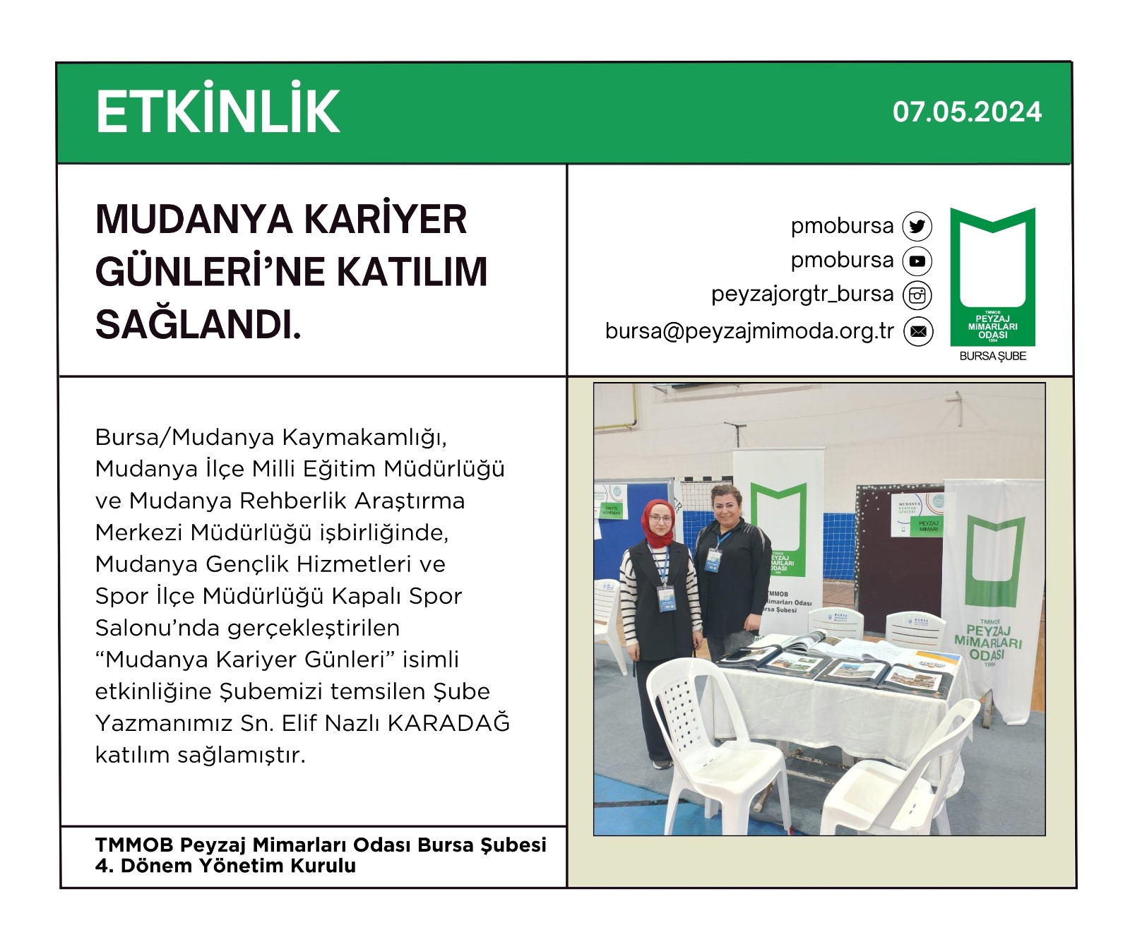 ETKİNLİK | MUDANYA KARİYER GÜNLERİ’NE KATILIM SAĞLANDI.