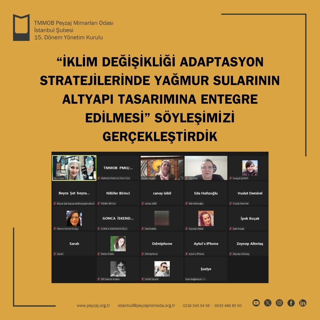 İKLİM DEĞİŞİKLİĞİ ADAPTASYON STRATEJİLERİNDE YAĞMUR SULARININ ALTYAPI TASARIMINA ENTEGRE EDİLMESİ SÖYLEŞİMİZİ GERÇEKLEŞTİRDİK