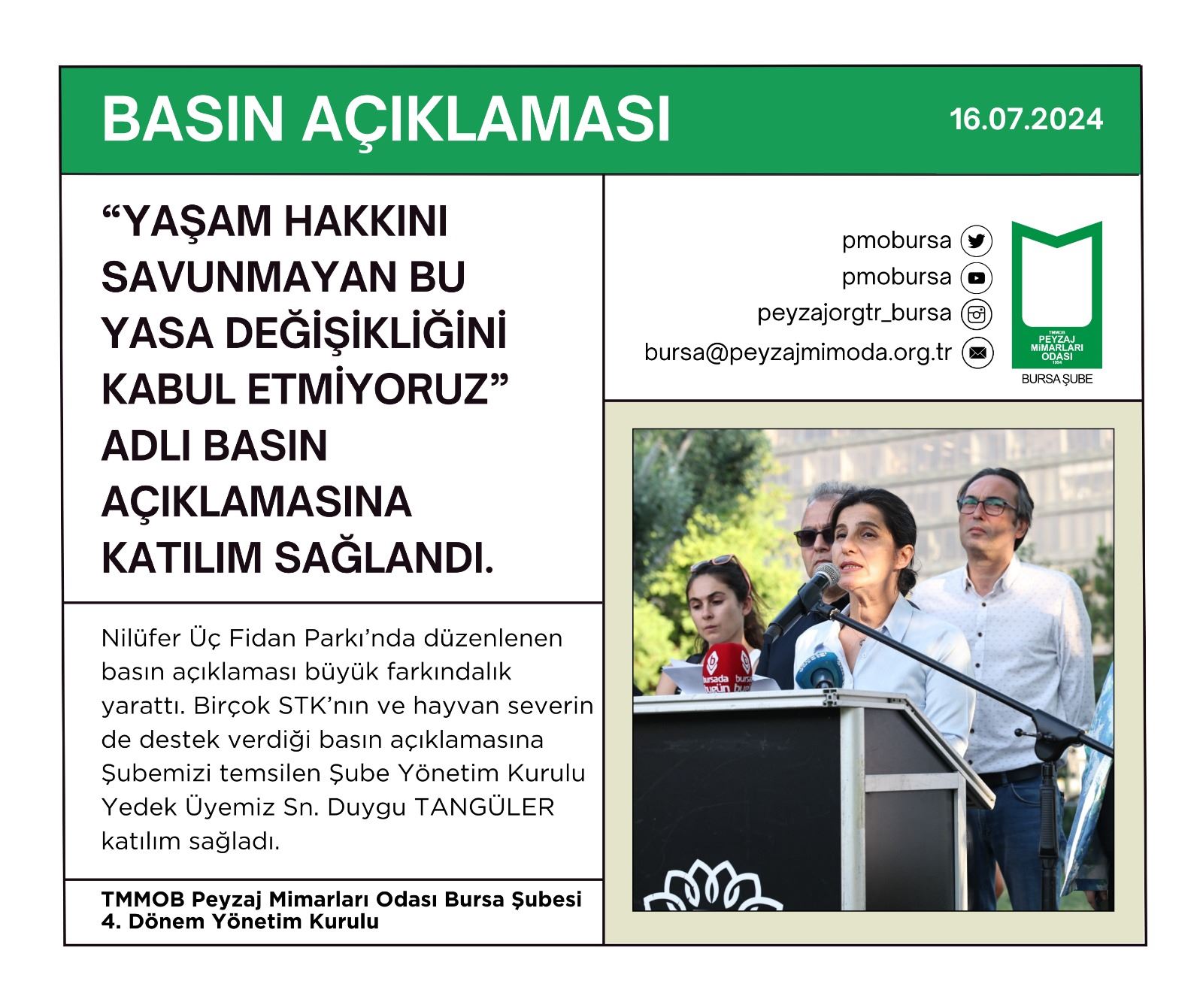 BASIN AÇIKLAMASI | “YAŞAM HAKKINI SAVUNMAYAN BU YASA DEĞİŞİKLİĞİNİ KABUL ETMİYORUZ” ADLI BASIN AÇIKLAMASINA KATILIM SAĞLANDI.