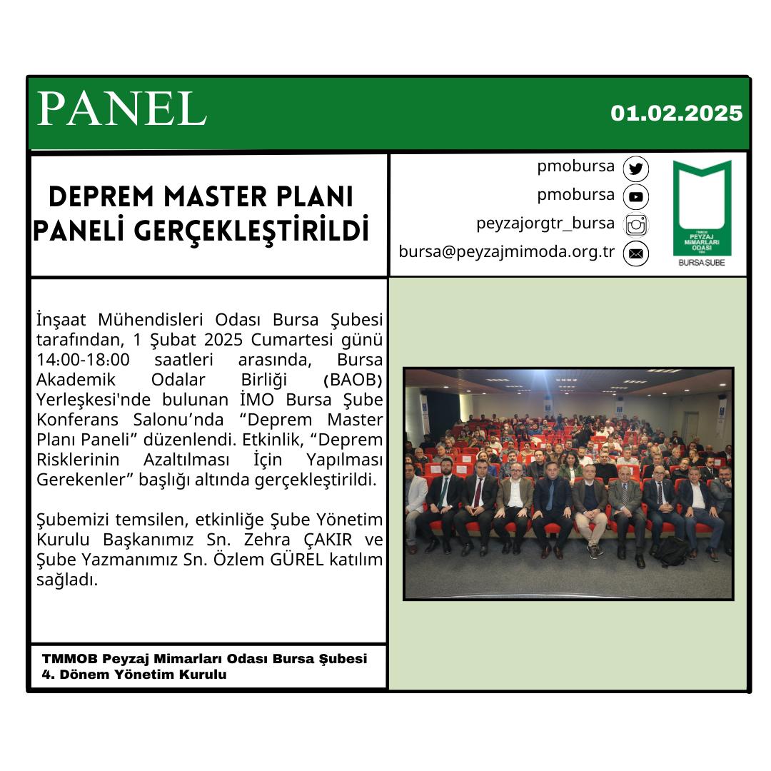 PANEL| DEPREM MASTER PLANI PANELİ GERÇEKLEŞTİRİLDİ.
