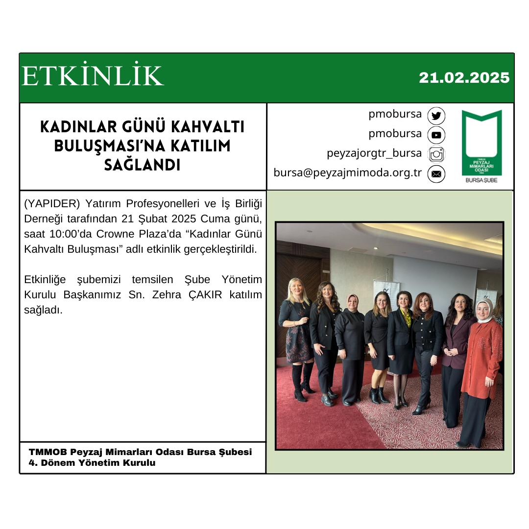 ETKİNLİK | KADINLAR GÜNÜ KAHVALTI BULUŞMASI’NA KATILIM SAĞLANDI.