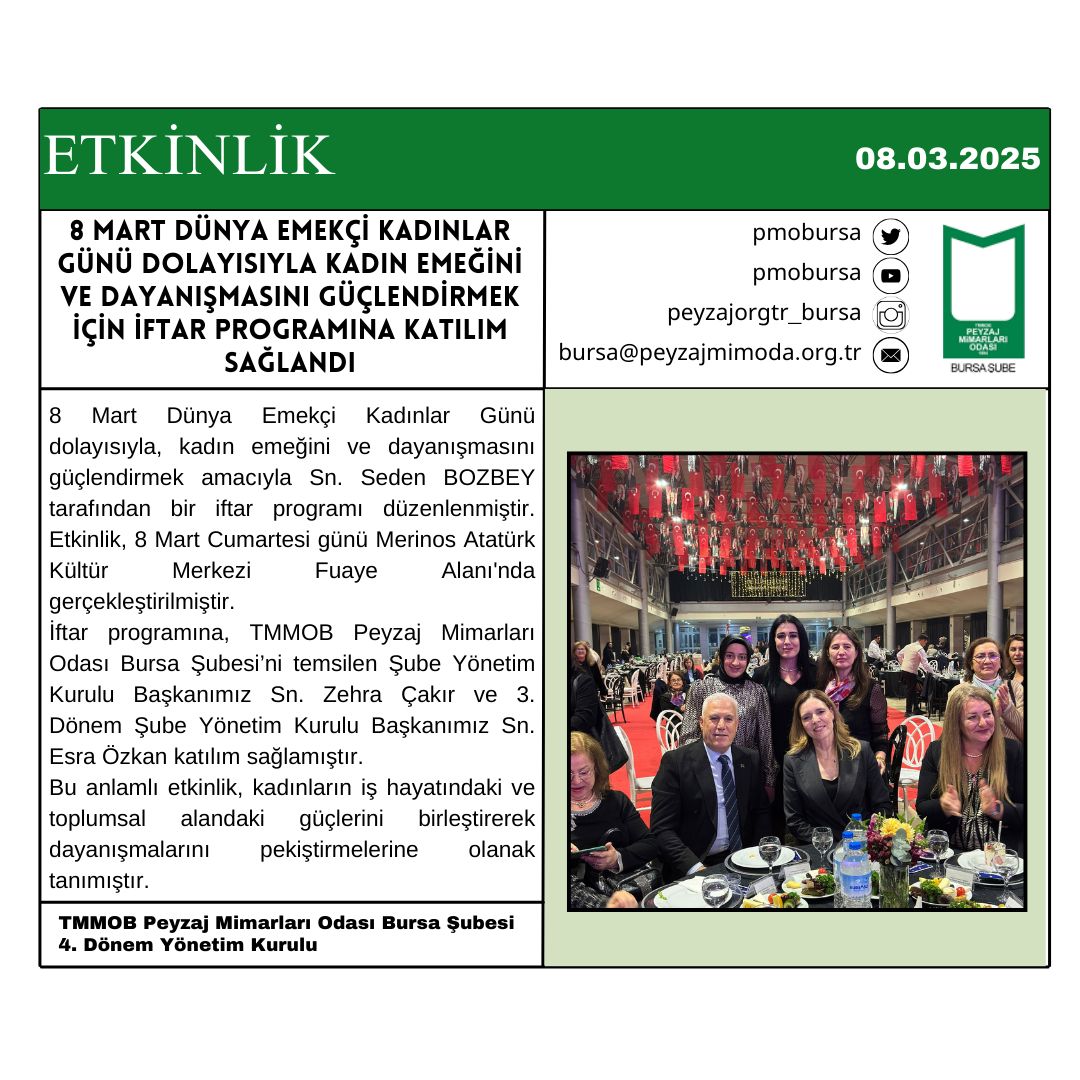 ETKİNLİK | 8 MART DÜNYA EMEKÇİ KADINLAR GÜNÜ DOLAYISIYLA KADIN EMEĞİNİ VE DAYANIŞMASINI GÜÇLENDİRMEK İÇİN İFTAR PROGRAMINA KATILIM SAĞLANDI.