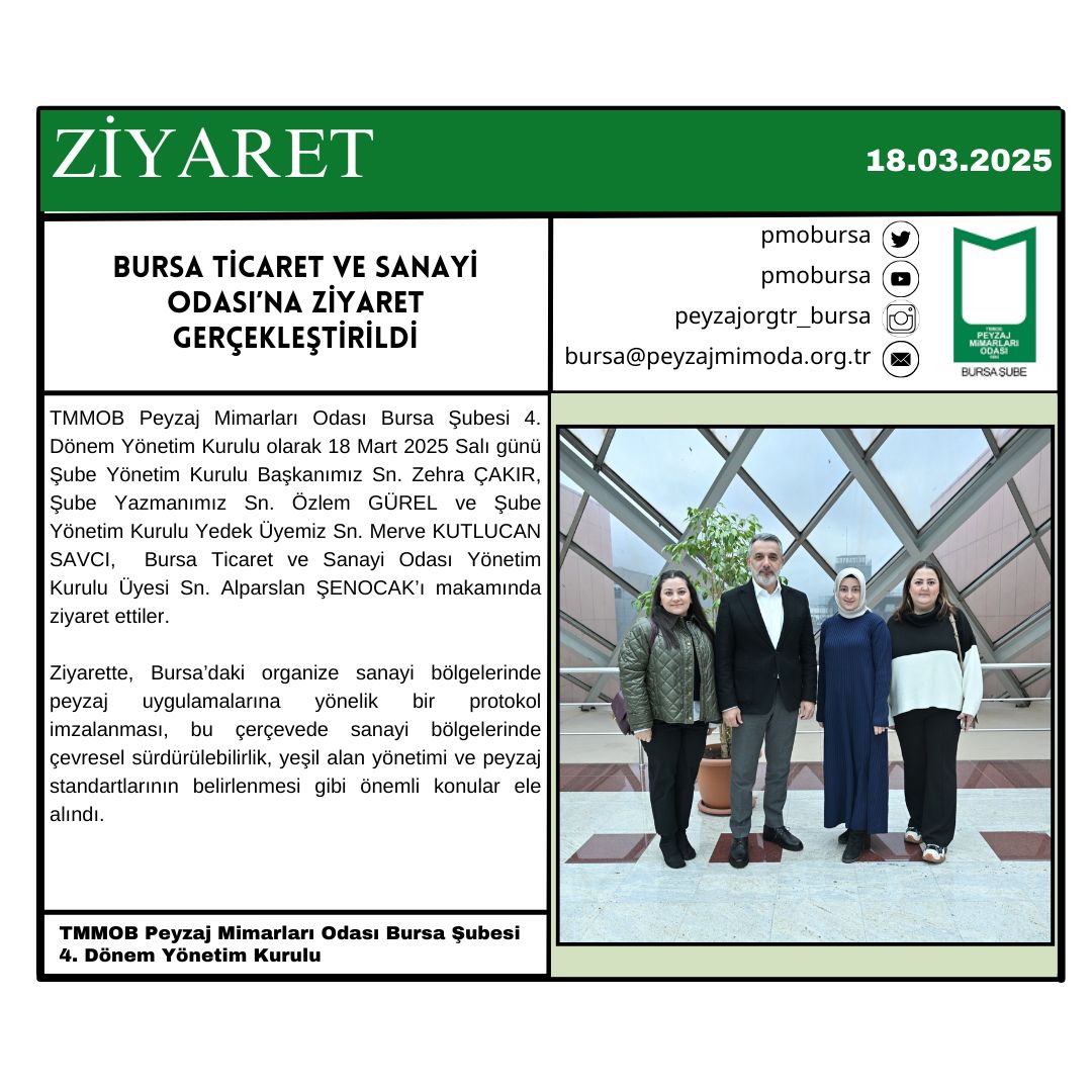 ZİYARET | BURSA TİCARET VE SANAYİ ODASI’NA ZİYARET GERÇEKLEŞTİRİLDİ.