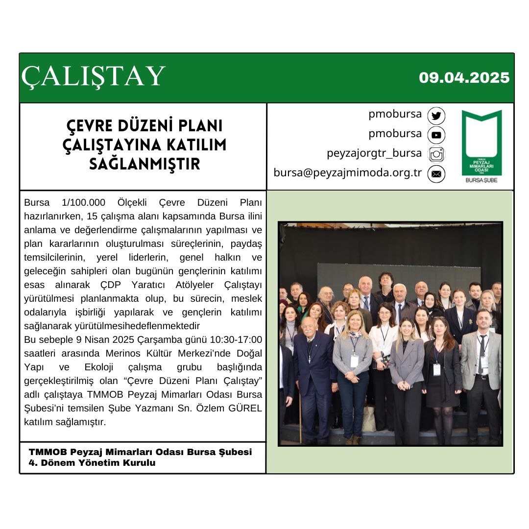 ÇALIŞTAY | ÇEVRE DÜZENİ PLANI ÇALIŞTAYINA KATILIM SAĞLANMIŞTIR.