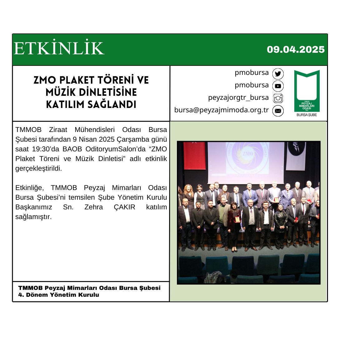 ETKİNLİK | ZMO PLAKET TÖRENİ VE MÜZİK DİNLETİSİNE KATILIM SAĞLANDI.