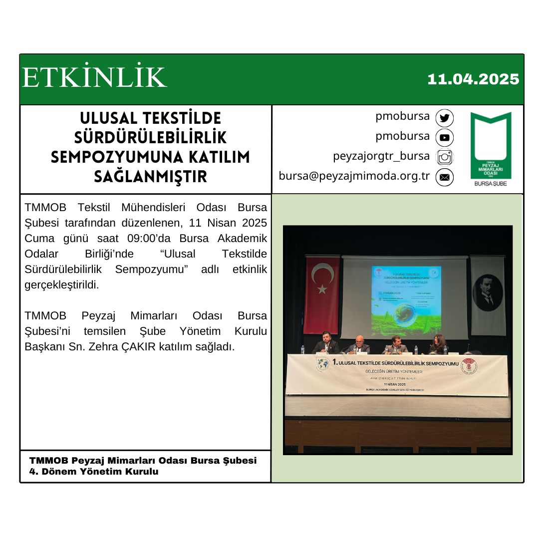 ETKİNLİK | ULUSAL TEKSTİLDE SÜRDÜRÜLEBİLİRLİK SEMPOZYUMUNA KATILIM SAĞLANMIŞTIR.