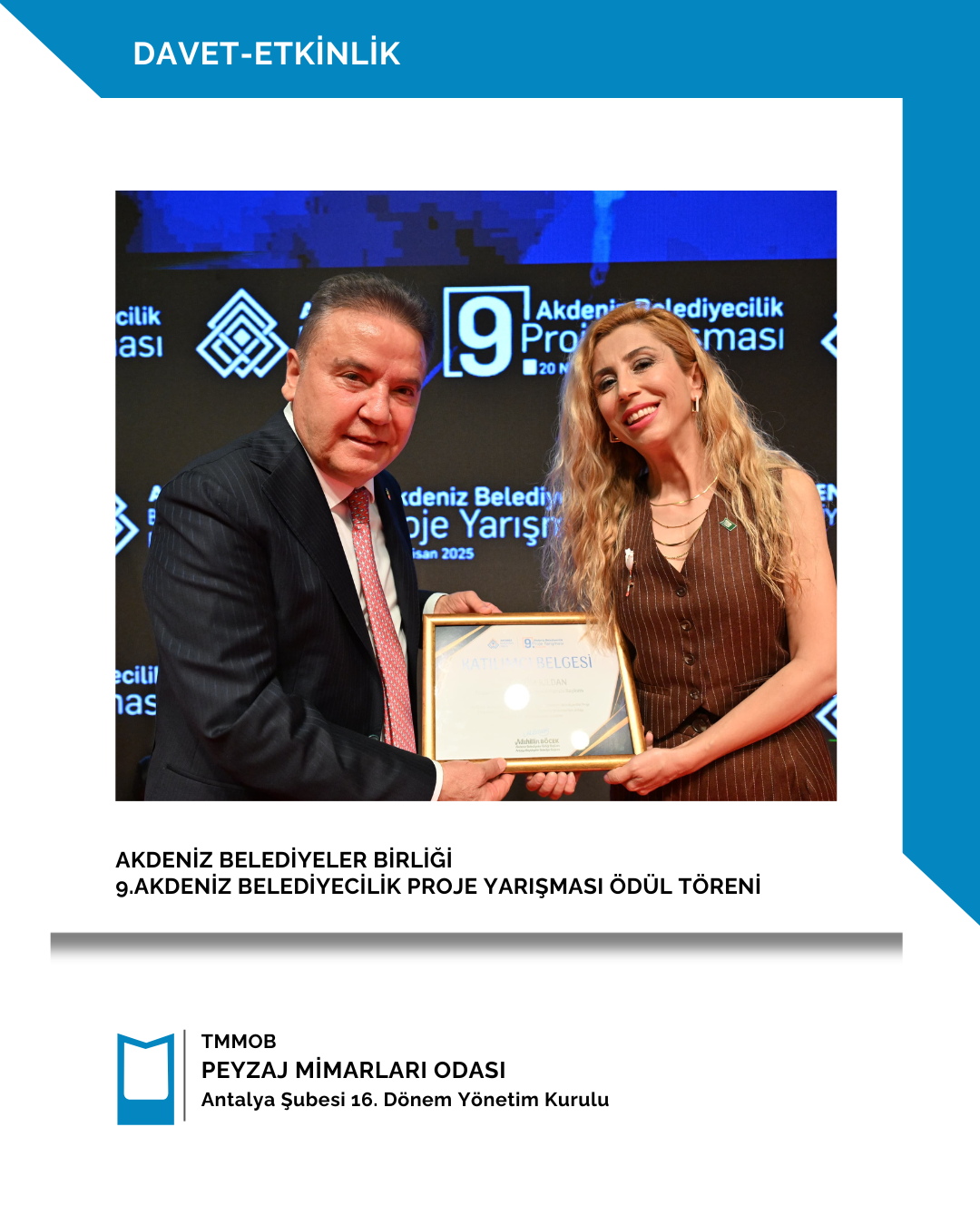 AKDENİZ BELEDİYELER BİRLİĞİ- 9.AKDENİZ BELEDİYECİLİK PROJE YARIŞMASI ÖDÜL TÖRENİ