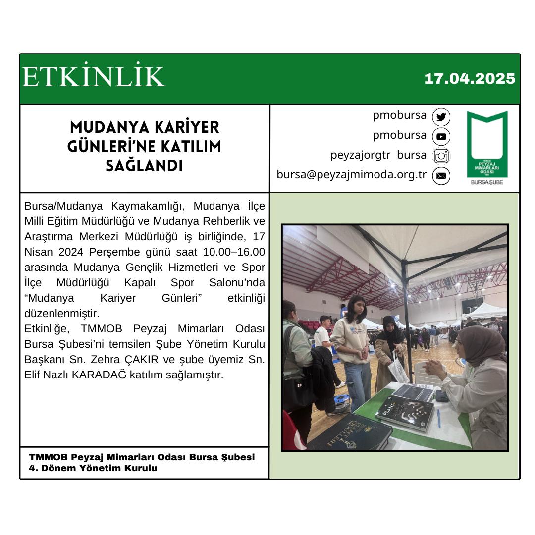 ETKİNLİK | MUDANYA KARİYER GÜNLERİ’NE KATILIM SAĞLANDI.