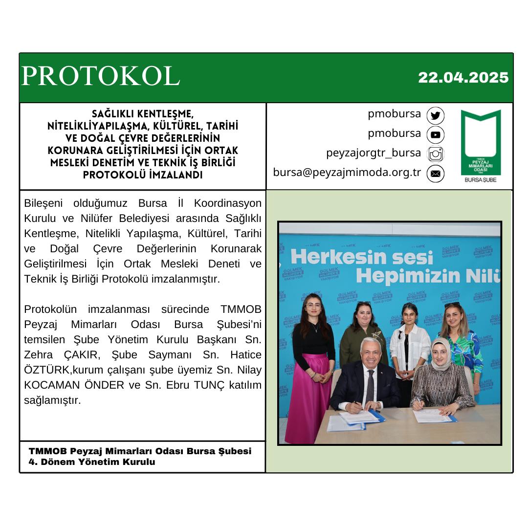 PROTOKOL | SAĞLIKLI KENTLEŞME,  NİTELİKLİ YAPILAŞMA,  KÜLTÜREL,  TARİHİ VE DOĞAL ÇEVRE DEĞERLERİNİN KORUNARA GELİŞTİRİLMESİ İÇİN ORTAK MESLEKİ DENETİM VE TEKNİK İŞ BİRLİĞİ PROTOKOLÜ İMZALANDI.