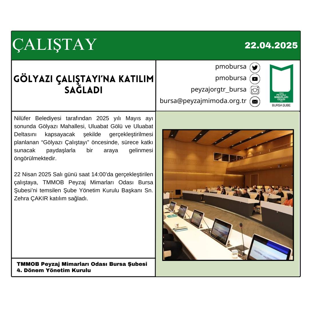 ÇALIŞTAY | GÖLYAZI ÇALIŞTAYI’NA KATILIM SAĞLADI.