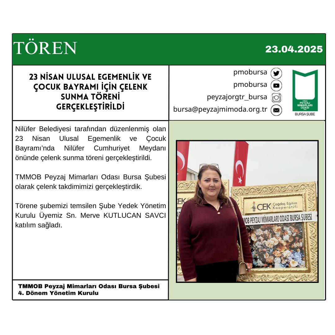 TÖREN | 23 NİSAN ULUSAL EGEMENLİK VE ÇOCUK BAYRAMI İÇİN ÇELENK SUNMA TÖRENİ GERÇEKLEŞTİRİLDİ.
