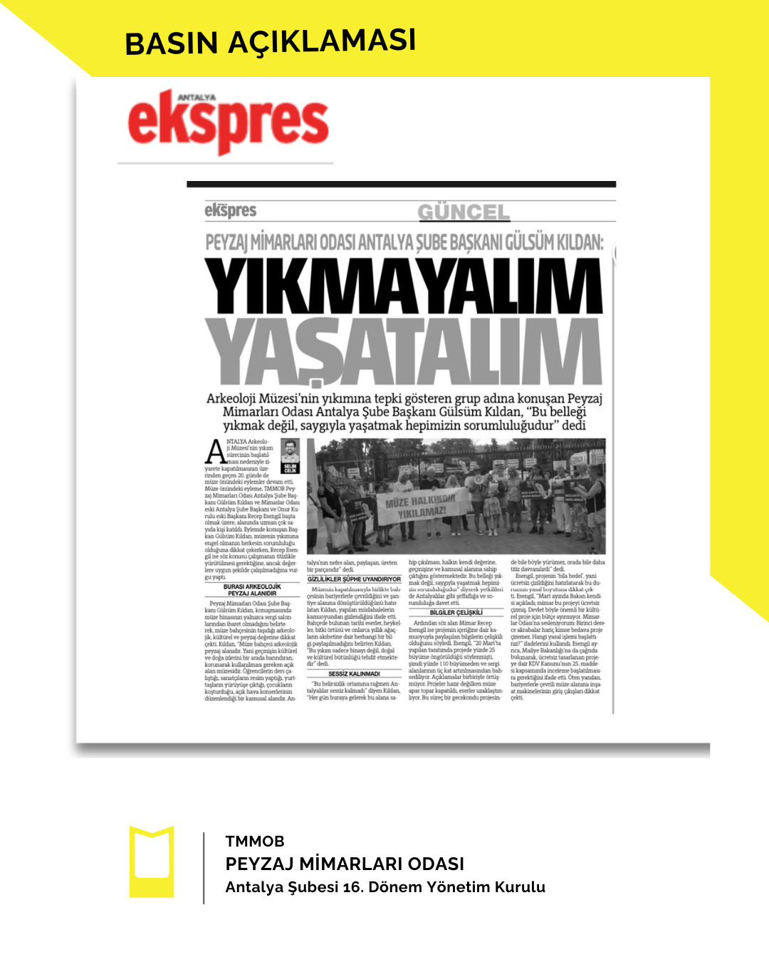 BASIN AÇIKLAMASI - ANTALYA EKSPRES GAZTESİ-YIKMAYALIM YAŞATALIM