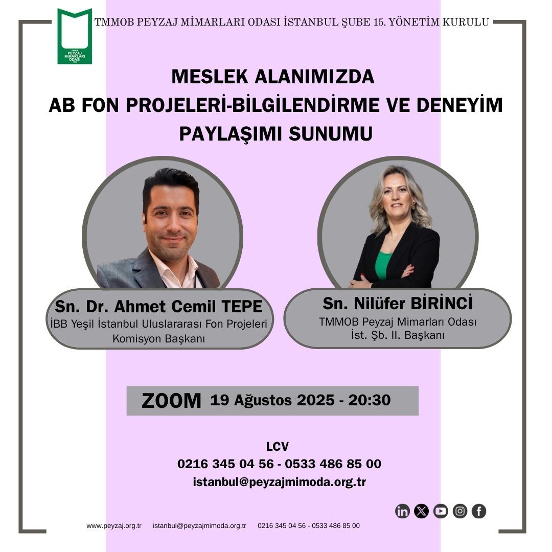 MESLEK ALANIMIZDA AB FON PROJELERİ – BİLGİLENDİRME VE DENEYİM PAYLAŞIMI SUNUMU HK. 