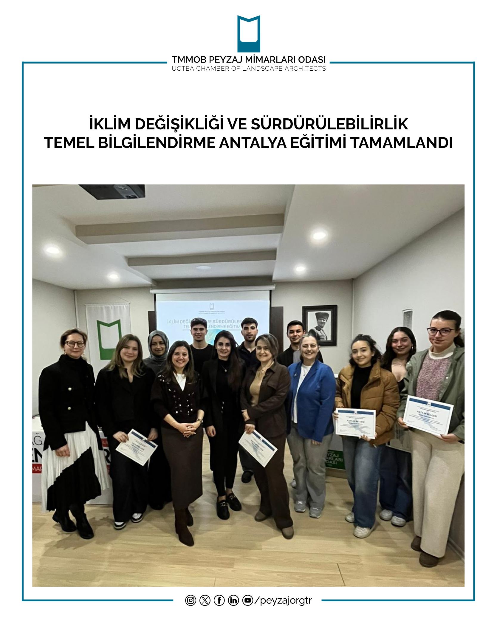 EĞİTİM | İKLİM DEĞİŞİKLİĞİ VE SÜRDÜRÜLEBİLİRLİK TEMEL BİLGİLENDİRME ANTALYA EĞİTİMİ TAMAMLANDI