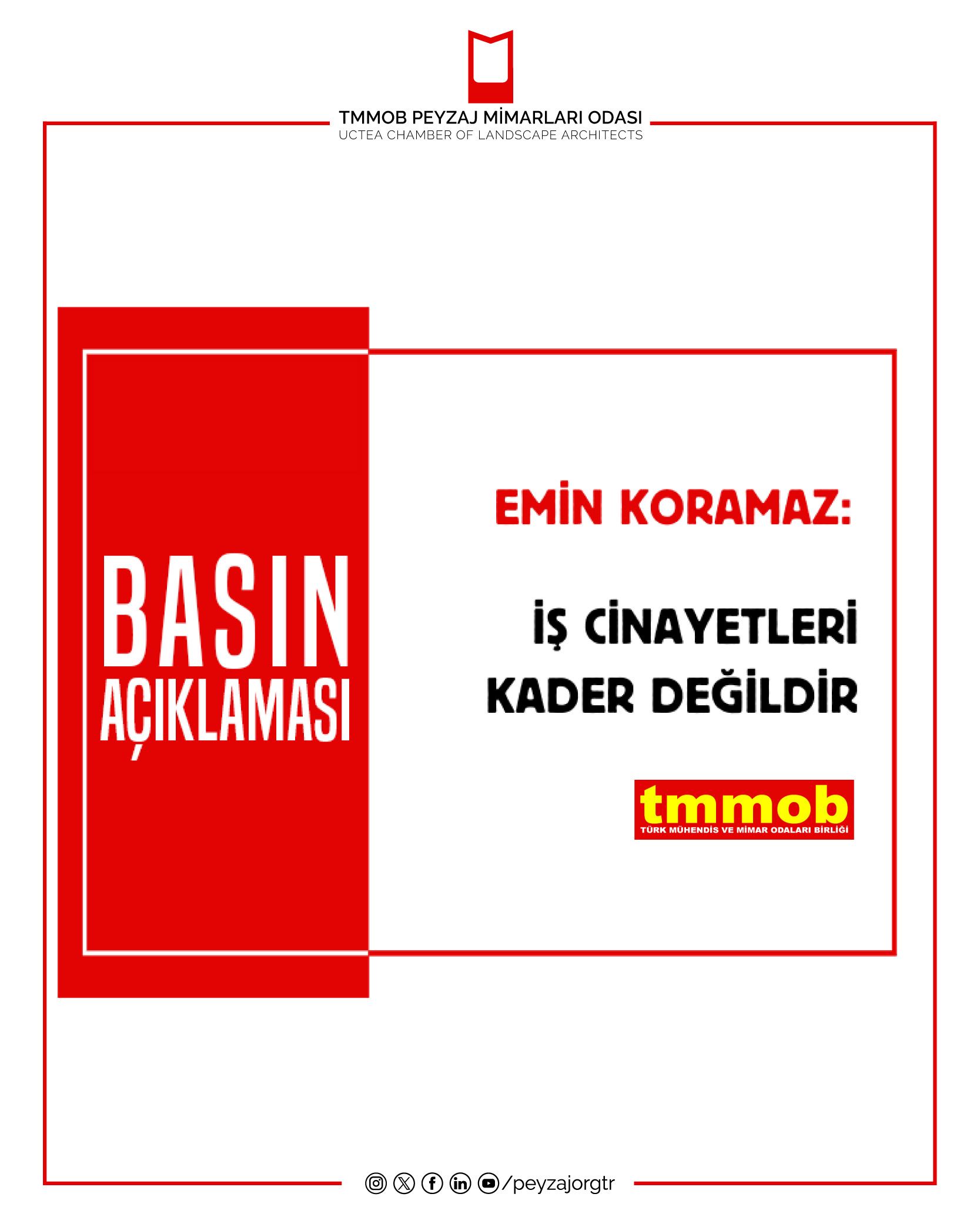 TMMOB | İŞ CİNAYETLERİ KADER DEĞİLDİR