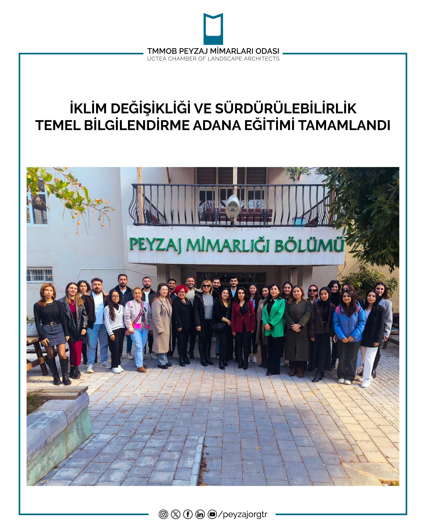 EĞİTİM | İKLİM DEĞİŞİKLİĞİ VE SÜRDÜRÜLEBİLİRLİK TEMEL BİLGİLENDİRME ADANA EĞİTİMİ TAMAMLANDI