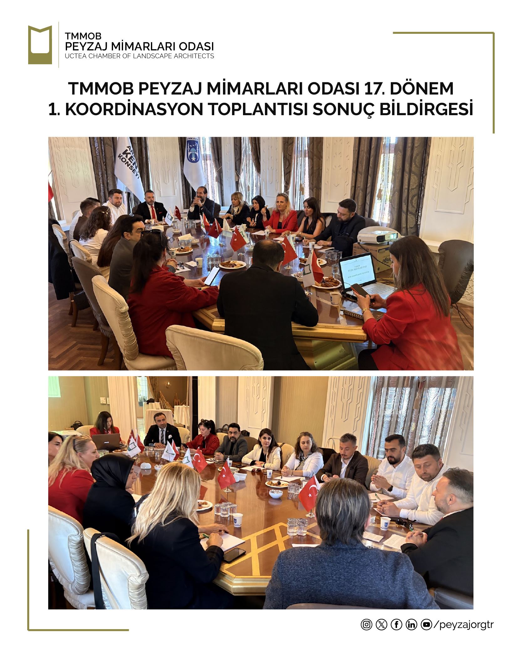 TMMOB PEYZAJ MİMARLARI ODASI 17. DÖNEM 1. KOORDİNASYON TOPLANTISI SONUÇ BİLDİRGESİ