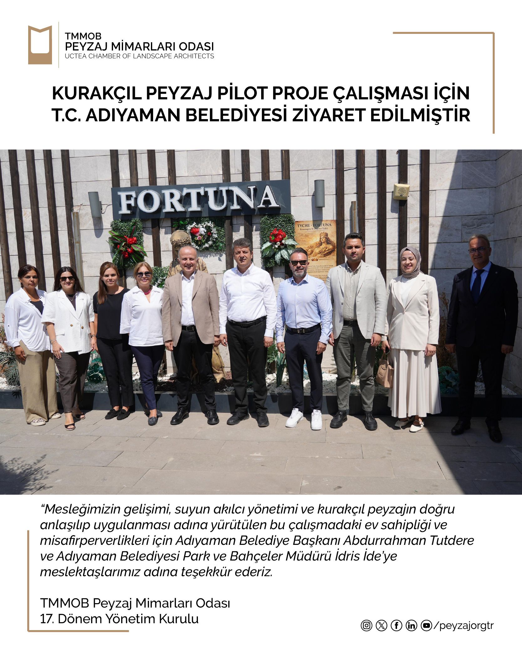 ZİYARET | KURAKÇIL PEYZAJ PİLOT PROJE ÇALIŞMASI İÇİN T.C. ADIYAMAN BELEDİYESİ ZİYARET EDİLMİŞTİR
