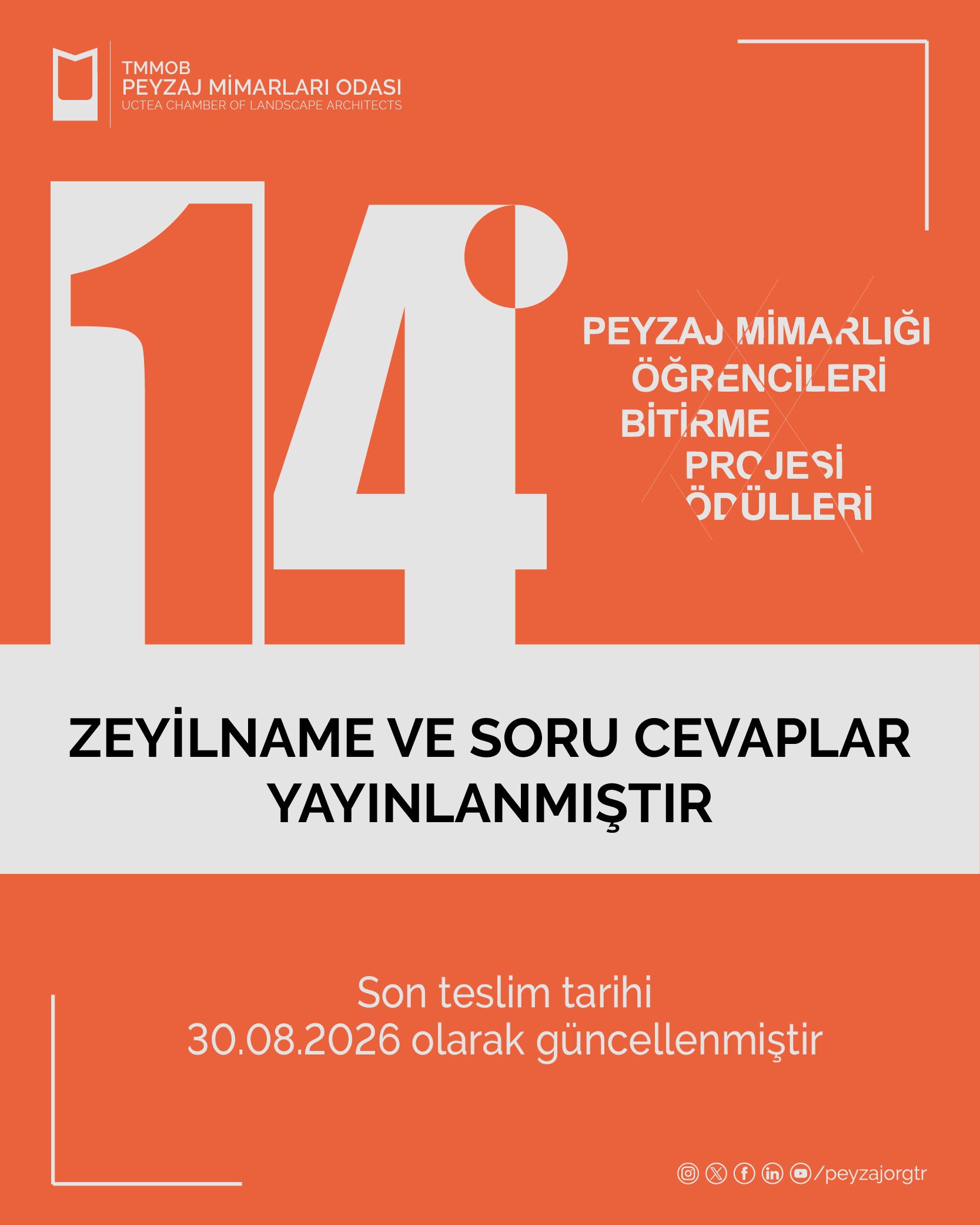 ZEYİLNAME | 14. PEYZAJ MİMARLIĞI BÖLÜMÜ ÖĞRENCİLERİ BİTİRME PROJESİ ÖDÜLLERİ 