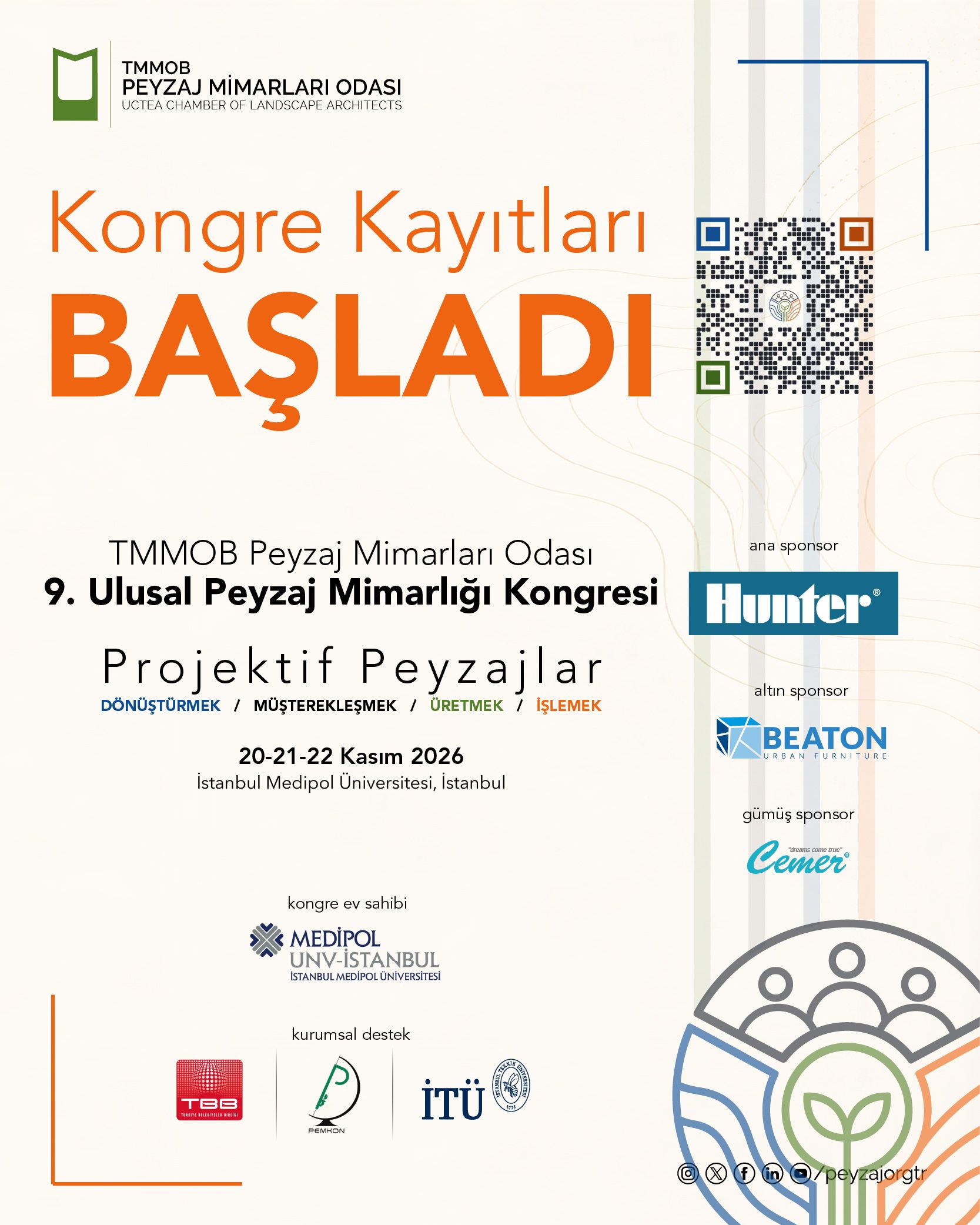 9. ULUSAL PEYZAJ MİMARLIĞI KONGRESİ’NE KATILIM İÇİN KAYITLAR BAŞLAMIŞTIR