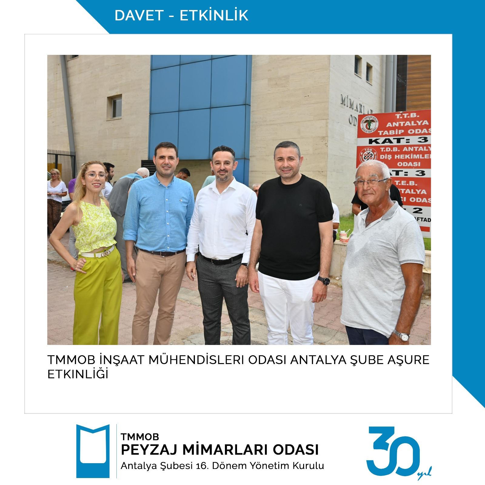 TMMOB İNŞAAT MÜHENDİSLERİ ODASI ANTALYA ŞUBESİ AŞURE GÜNÜ ETKİNLİĞİ