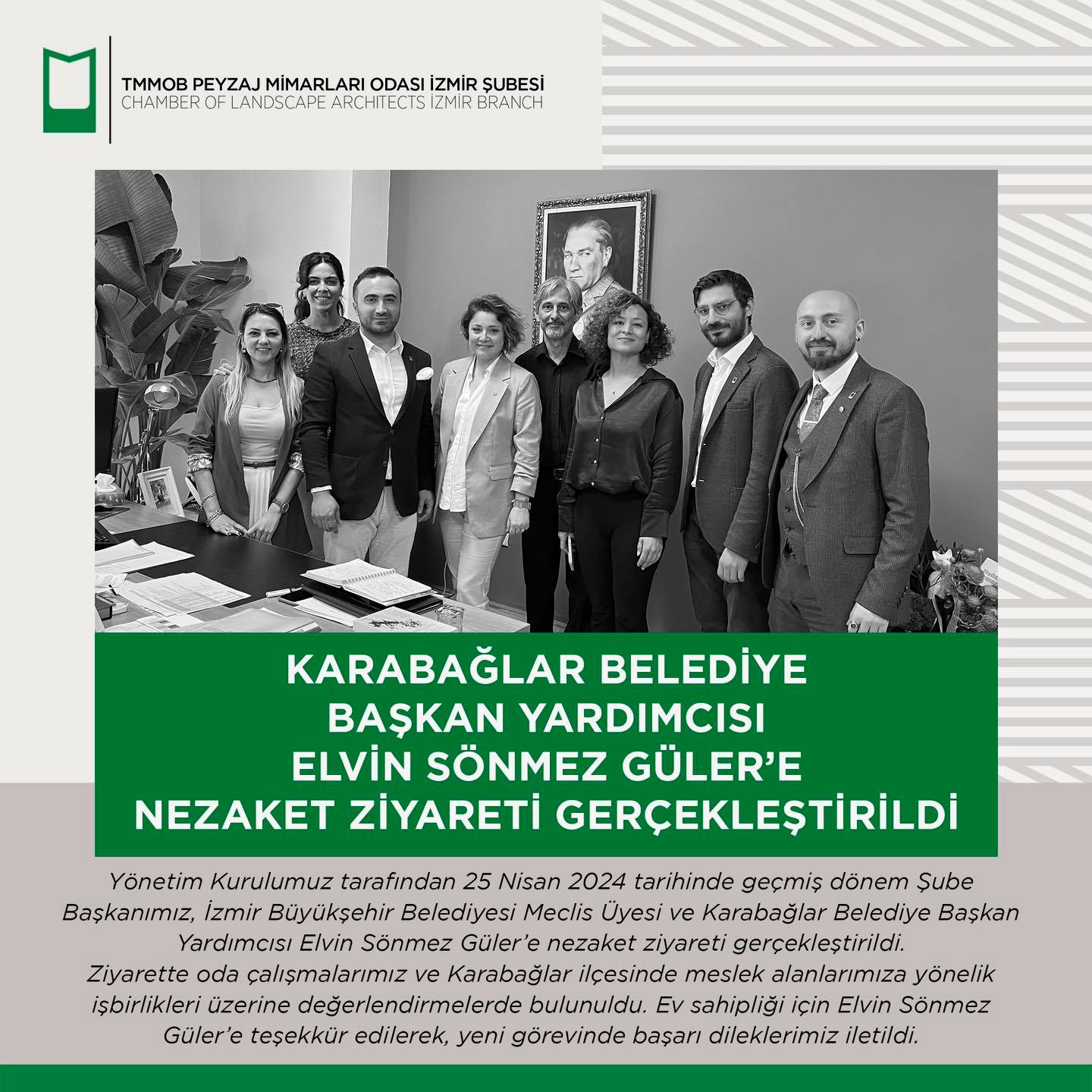 KARABAĞLAR BELEDİYE BAŞKAN YARDIMCISI ELVİN SÖNMEZ GÜLER’E NEZAKET ZİYARETİ GERÇEKLEŞTİRİLDİ