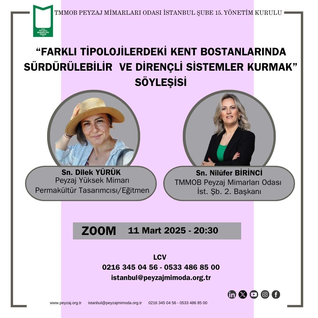 FARKLI TİPOLOJİLERDEKİ KENT BOSTANLARINDA SÜRDÜRÜLEBİLİR VE DİRENÇLİ SİSTEMLER KURMAK SÖYLEŞİSİ HK.