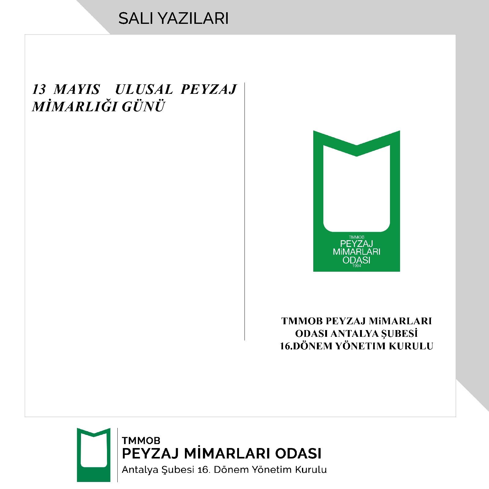 13 MAYIS ULUSAL PEYZAJ MİMARLIĞI GÜNÜ