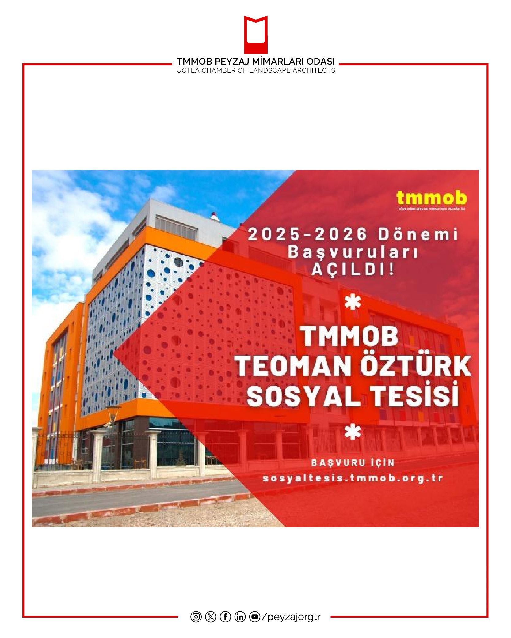 TMMOB TEOMAN ÖZTÜRK SOSYAL TESİSİ BAŞVURU VE KAYITLARI AÇILDI