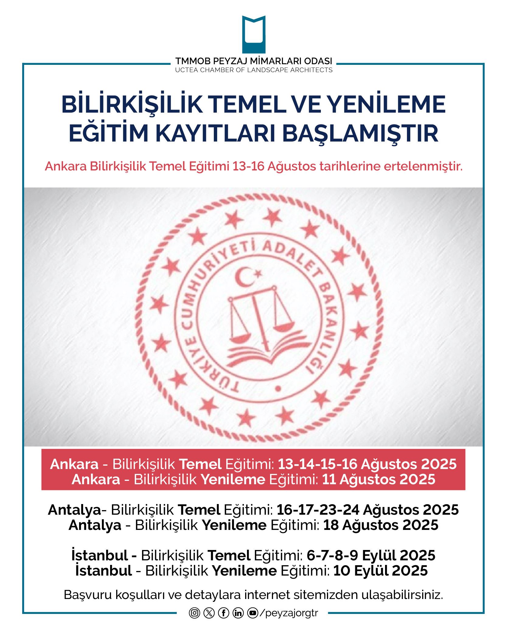 EĞİTİM | BİLİRKİŞİLİK TEMEL VE YENİLEME EĞİTİM KAYITLARI BAŞLAMIŞTIR