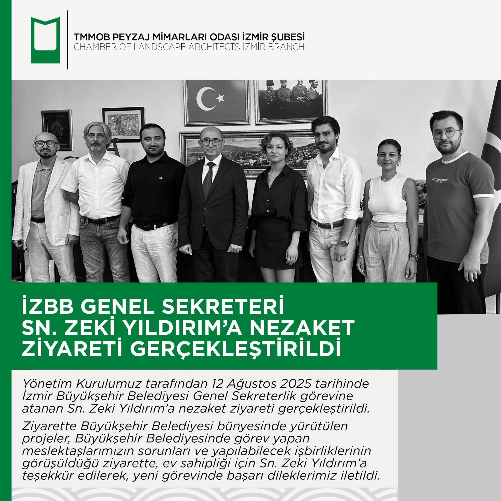 İZBB GENEL SEKRETERİ SN. ZEKİ YILDIRIM’A NEZAKET ZİYARETİ GERÇEKLEŞTİRİLDİ