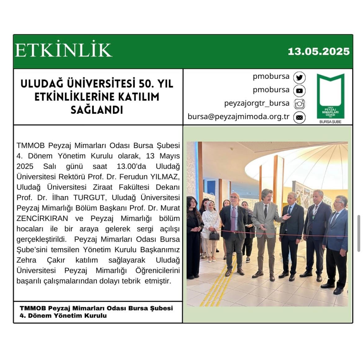 ETKİNLİK| ULUDAĞ ÜNİVERSİTESİ 50. YIL ETKİNLİKLERİNE KATILIM SAĞLANDI
