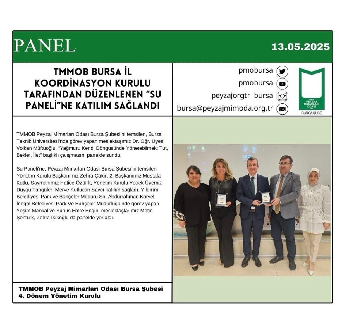 PANEL | TMMOB BURSA İL KOORDİNASYON KURULU SU PANELİ