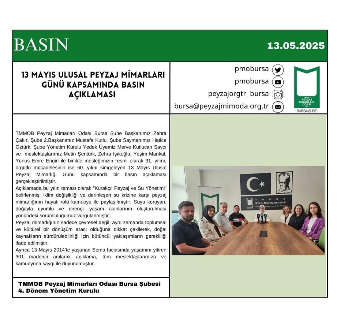 BASIN | 13 MAYIS ULUSAL PEYZAJ MİMARLARI GÜNÜ KAPSAMINDA BASIN AÇIKLAMASI