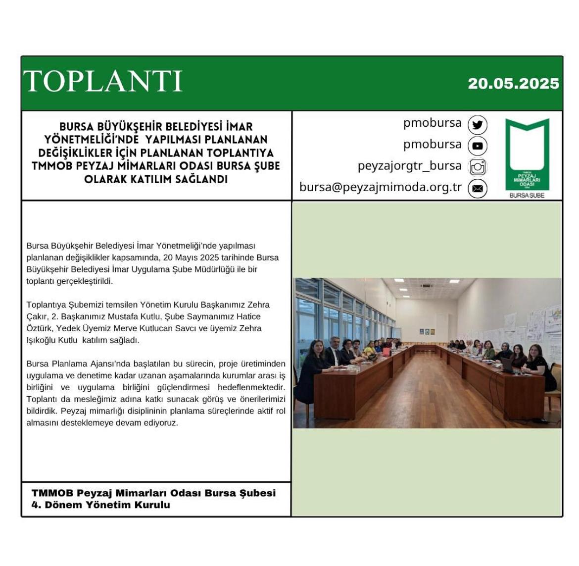 TOPLANTI | BURSA BÜYÜKŞEHİR BELEDİYESİ İMAR YÖNETMELİĞİ DEĞİŞİKLİKLERİ TOPLANTISI