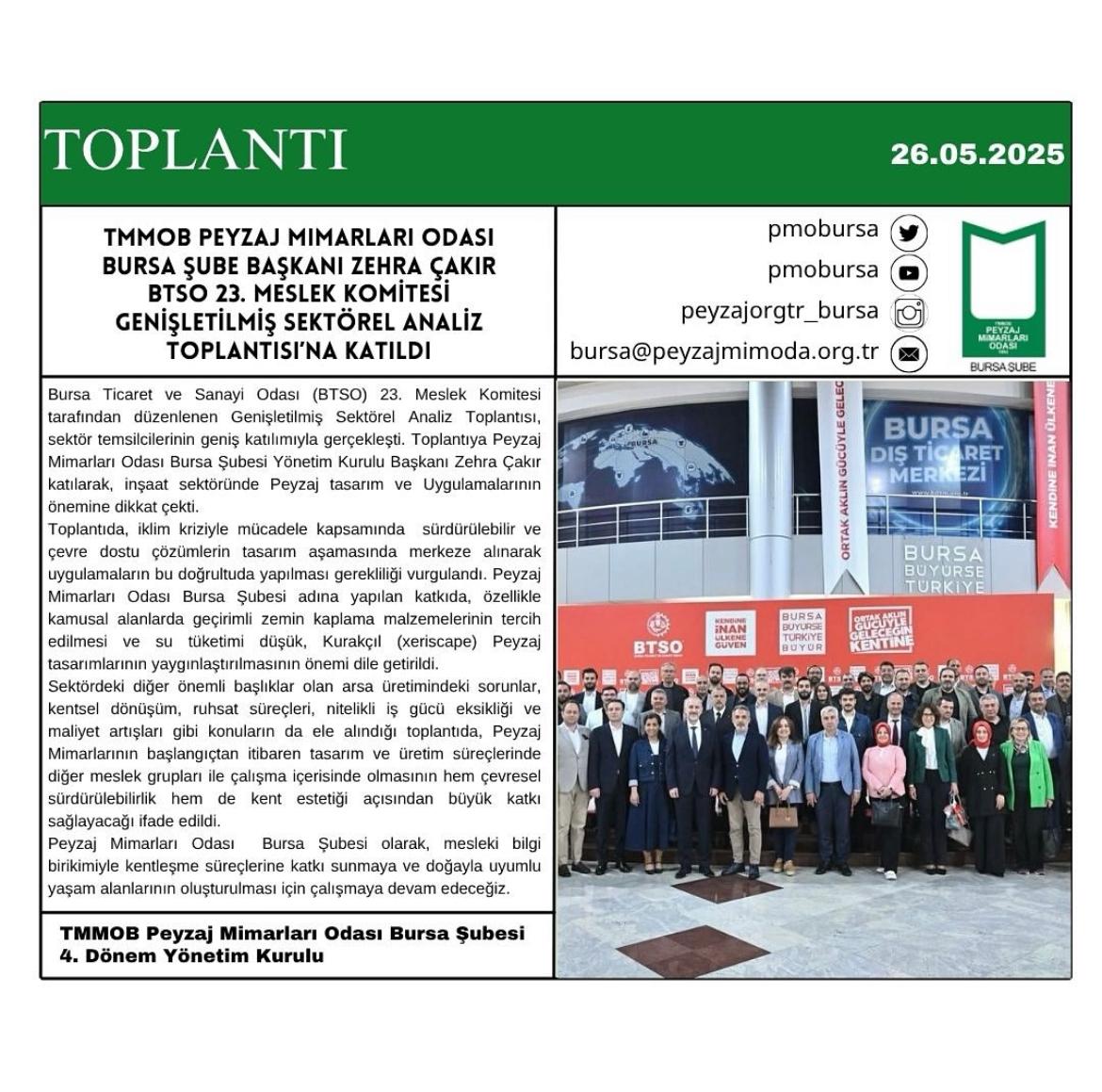 TOPLANTI | BTSO 23. MESLEK KOMİTESİ GENİŞLETİLMİŞ SEKTÖREL ANALİZ TOPLANTISI