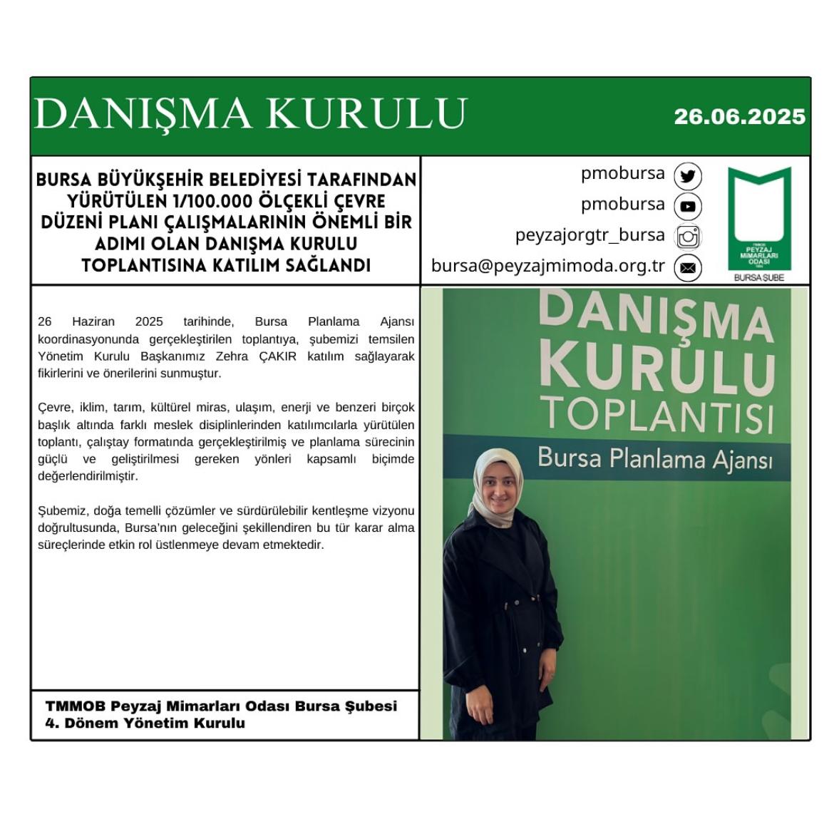 DANIŞMA KURULU | BURSA BÜYÜKŞEHİR BELEDİYESİ TARAFINDAN YÜRÜTÜLEN DANIŞMA KURULU TOPLANTISINA KATILIM SAĞLANDI