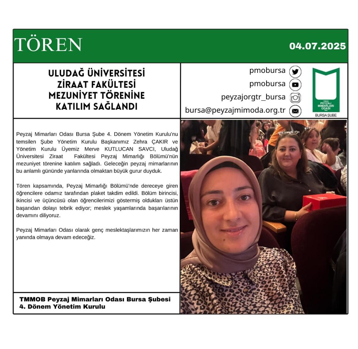 TÖREN | ULUDAĞ ÜNİVERSİTESİ ZİRAAT FAKÜLTESİ MEZUNİYET TÖRENİ