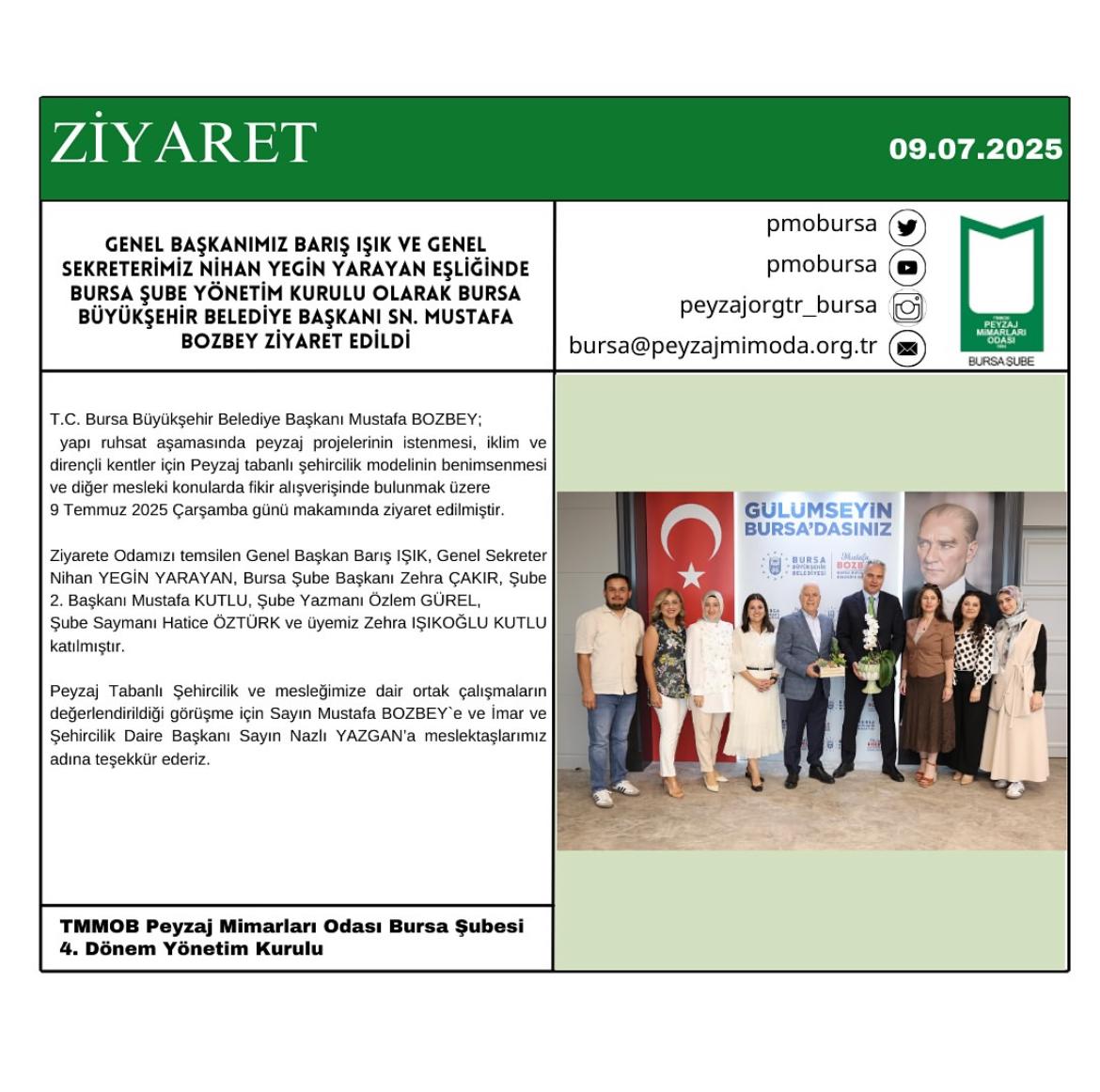 ZİYARET | GENEL BAŞKANIMIZ BARIŞ IŞIK VE GENEL SEKRETERİMİZ NİHAN YEGİN YARAYAN EŞLİĞİNDE BURSA ŞUBE YÖNETİM KURULU OLARAK BBB BAŞKANI SN. MUSTAFA BOZBEY ZİYARET EDİLDİ