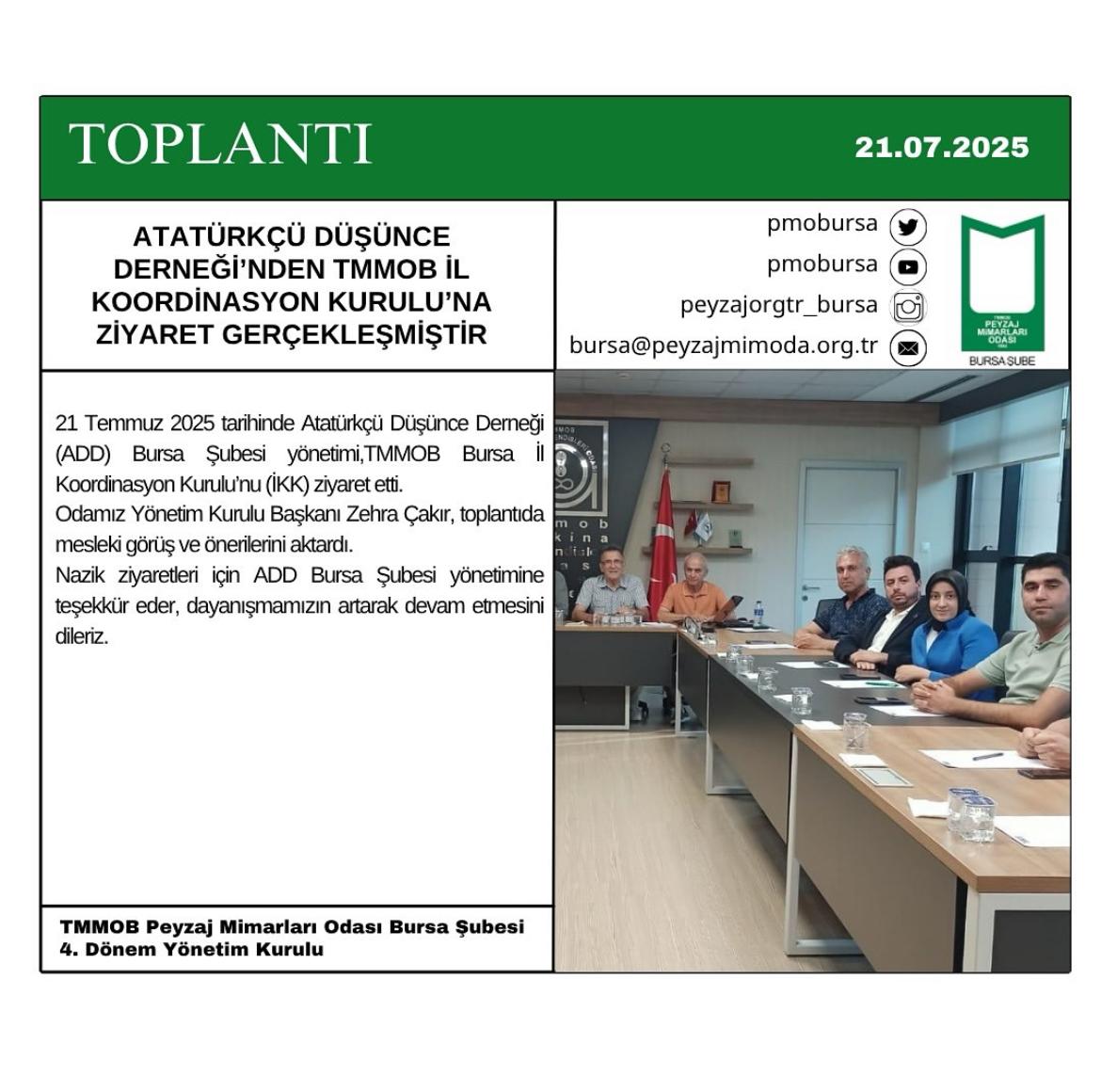 TOPLANTI | ATATÜRKÇÜ DÜŞÜNCE DERNEĞİ’NDEN TMMOB İL KOORDİNASYON KURULU’NA ZİYARET GERÇEKLEŞMİŞTİR
