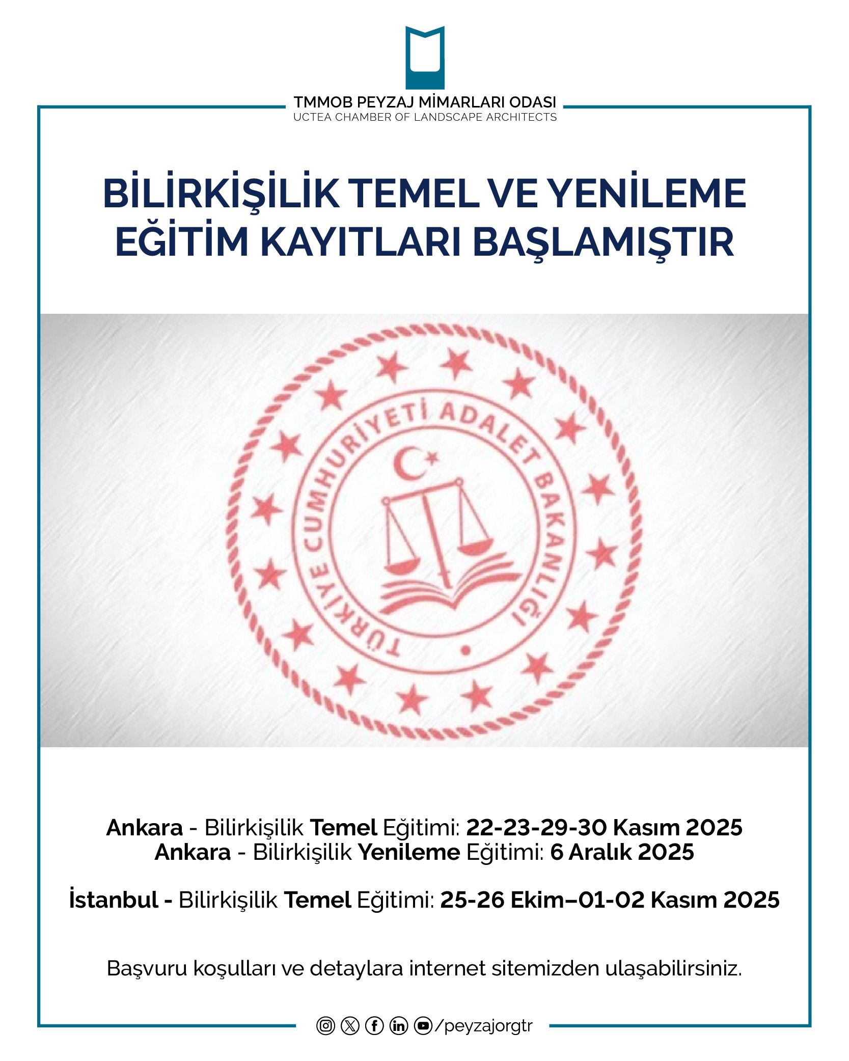EĞİTİM | BİLİRKİŞİLİK TEMEL VE YENİLEME EĞİTİM KAYITLARI BAŞLAMIŞTIR