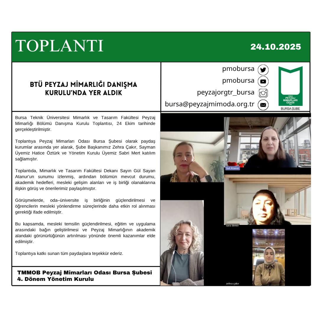 TOPLANTI| BTÜ PEYZAJ MİMARLIĞI DANIŞMA KURULU’NDA YER ALDIK
