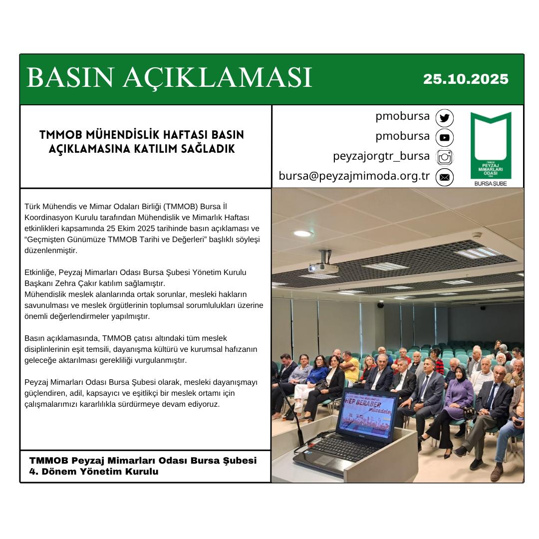 BASIN AÇIKLAMASI| TMMOB MÜHENDİSLİK HAFTASI BASIN AÇIKLAMASINA KATILIM SAĞLADIK