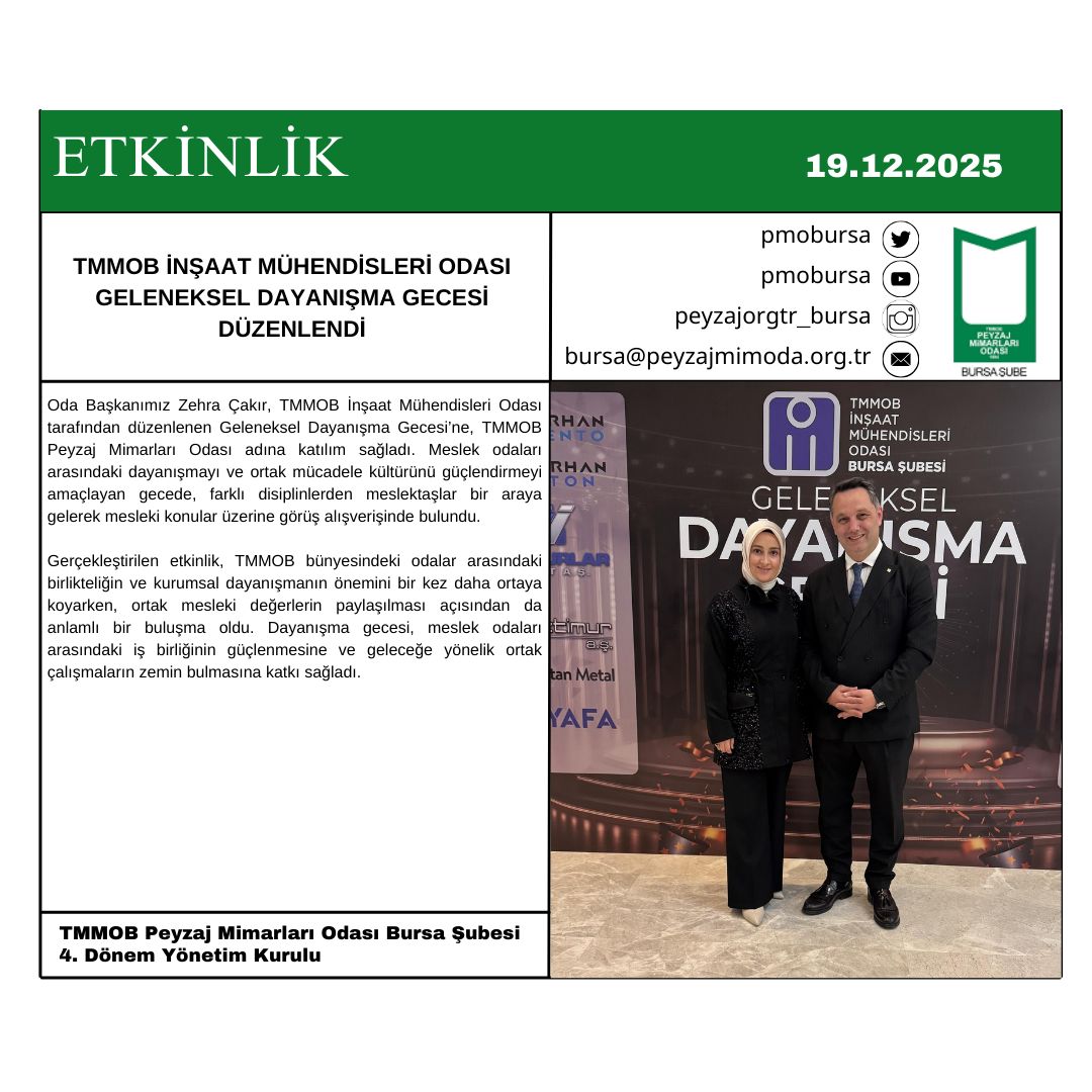 ETKİNLİK| TMMOB İNŞAAT MÜHENDİSLERİ ODASI GELENEKSEL DAYANIŞMA GECESİ DÜZENLENDİ
