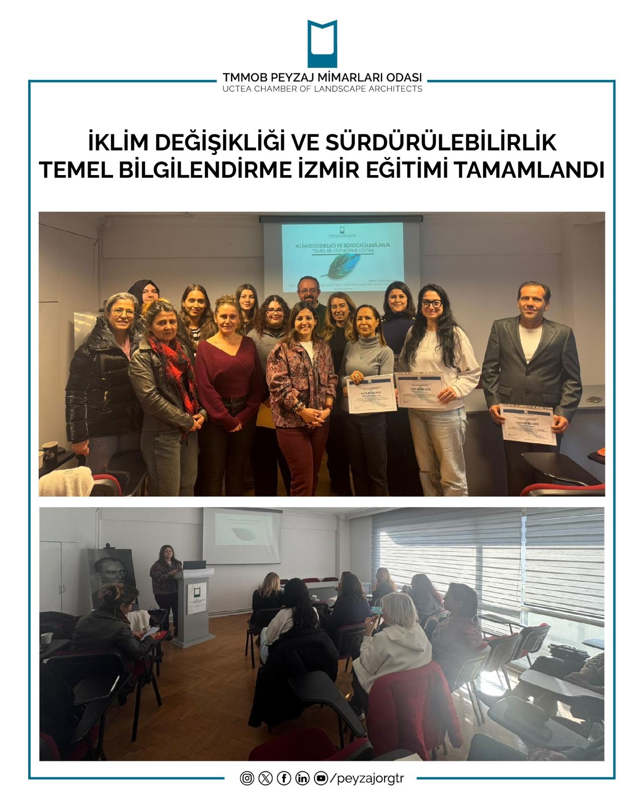 EĞİTİM | İKLİM DEĞİŞİKLİĞİ VE SÜRDÜRÜLEBİLİRLİK TEMEL BİLGİLENDİRME İZMİR EĞİTİMİ TAMAMLANDI