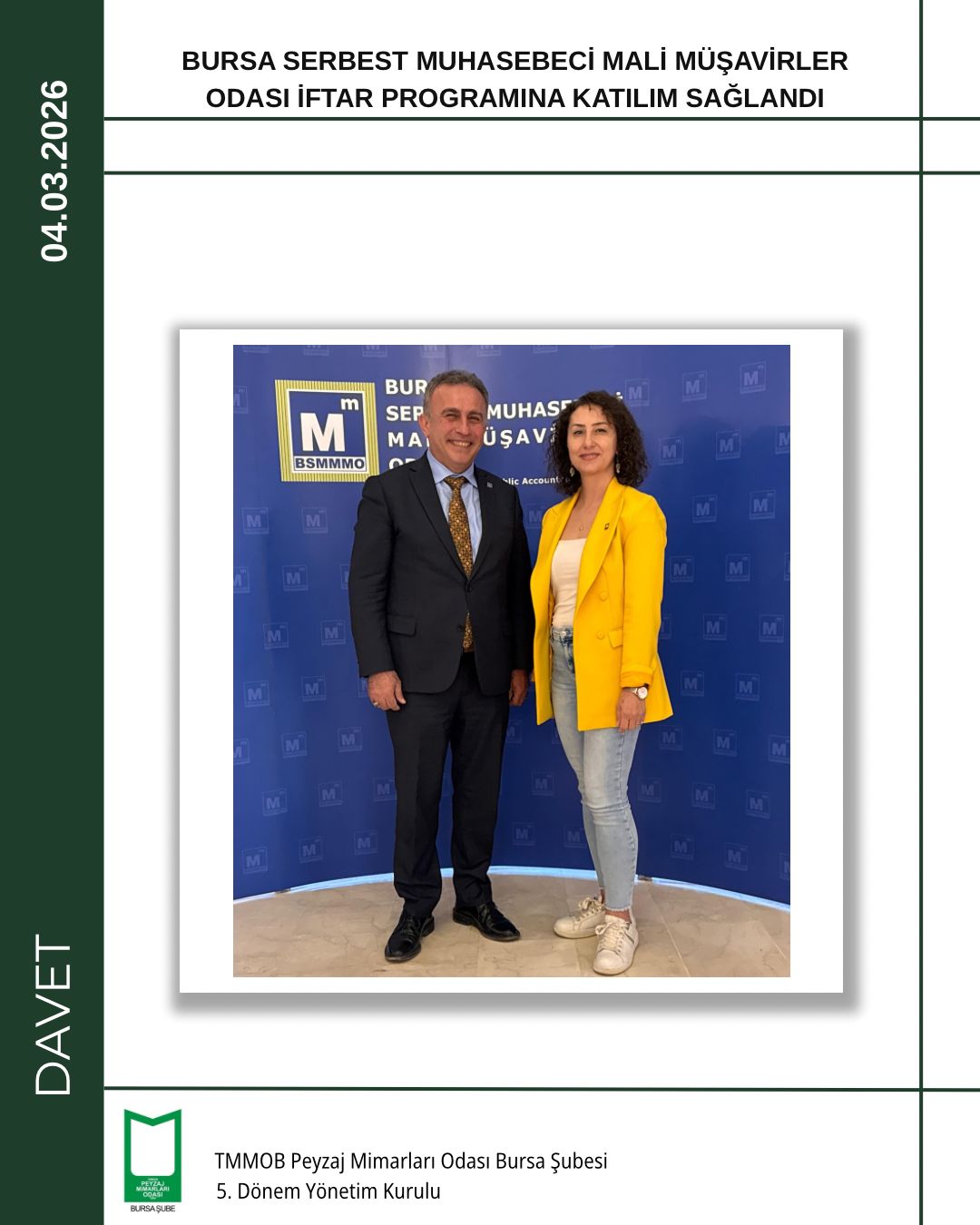 BURSA SERBEST MUHASEBECİ MALİ MÜŞAVİRLER ODASI İFTAR PROGRAMINA KATILIM SAĞLANDI